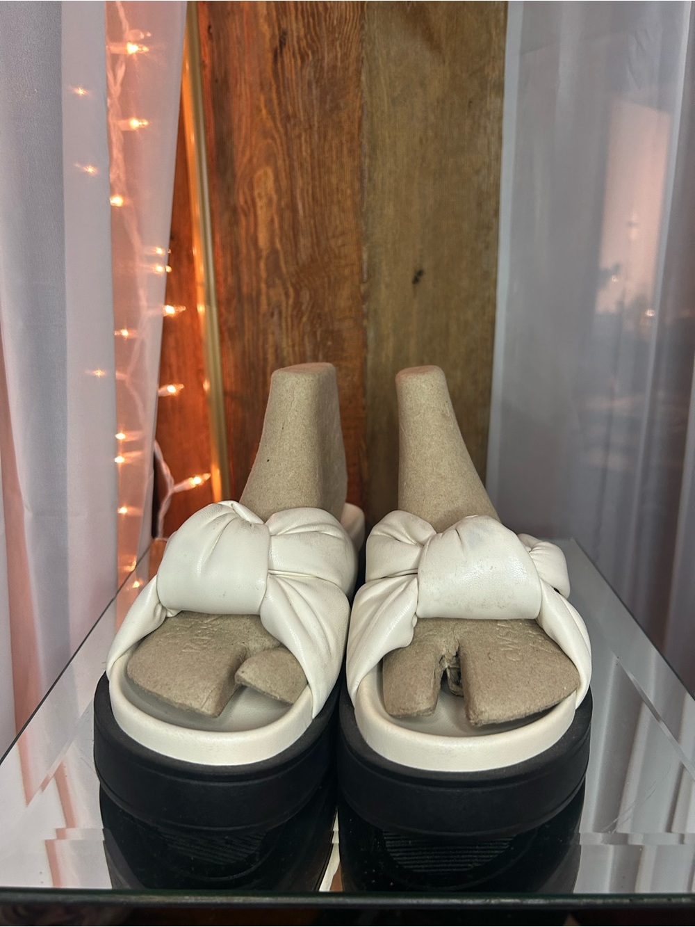 MIA White Knotted Platform Slide Faux Leather Beach Summer Sandals